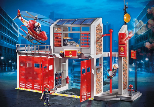 Imagen 4 de 10 de Estacion De Bomberos Playmobil Con Helicoptero - 9462