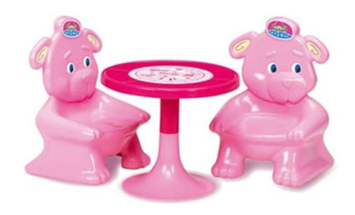 Juego De Mesa Para Niños Rondi 2 Sillas Osito Plastico