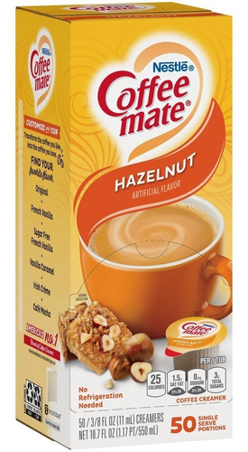 Coffee Mate Crema Liquida Sabor Hazelnut 50 Cup De 11ml C/u