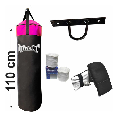 Bolsa Boxeo 110cm +relleno+soporte De Techo+guantines+vendas