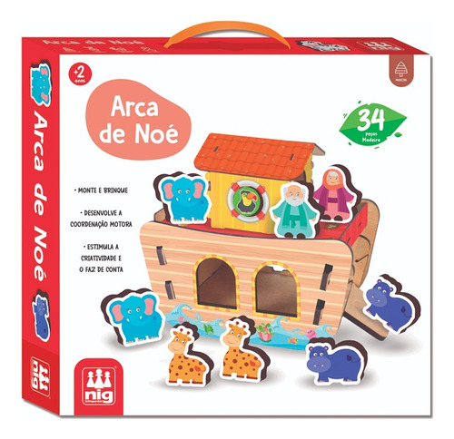 Conjunto De Blocos Madeira Arca De Noe 3d Nig Brinquedos