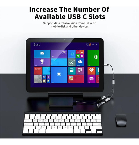 Cable Divisor Usb C Macho A Doble Usb C Hembra Para Tableta