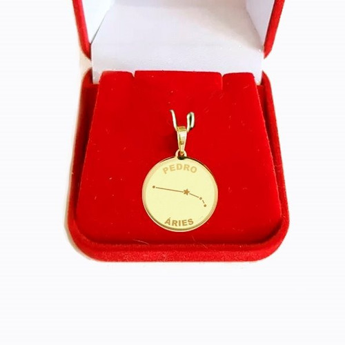 Constelação Áries Pingente P Colar Ouro 18k Nome