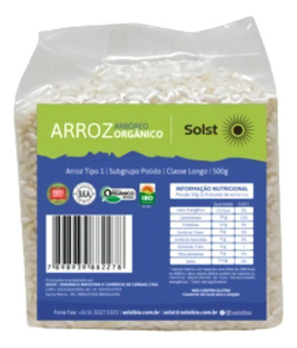 Kit 3x: Arroz Arbóreo Branco Orgânico Solst 500g