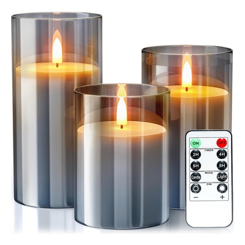 Velas Sin Llama De Cristal Navideño Con Velas Remotas Led Ca