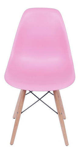 Cadeira de jantar BoxBit DKR Eames base madera, estrutura de cor  rosa, 1 unidade