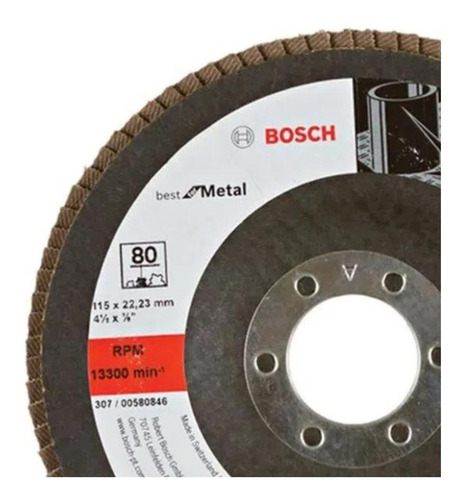 Kit C/ 10 Disco Flap Std For Metal Fa Gr80 115mm Bosch