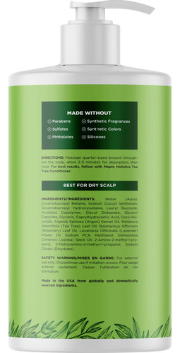 Shampoo Maple Holistics, Óleo De Melaleuca, 750 Ml, Sem Sulf