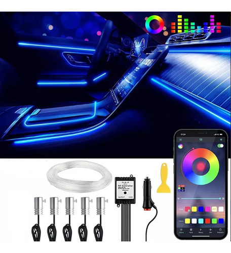 Luz Led Rgb 5 En 1, 6 M, Ambiente Para Interior De Coche.