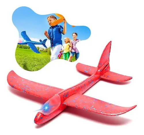 Avião Planador De Isopor Com Led Colorido Manual E Flexível