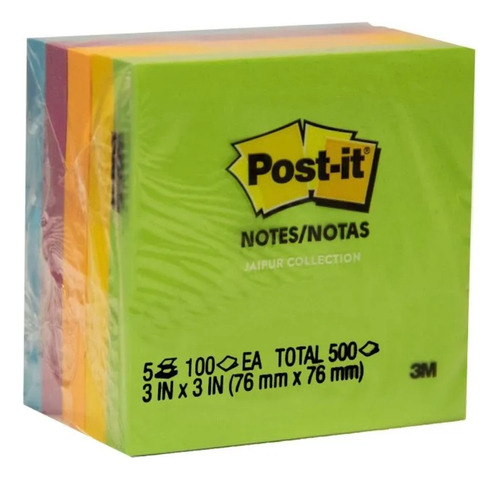 Notas Adhesivas 3m Post It 3x3 Jaipur 5 Block 76x76mm 500hjs