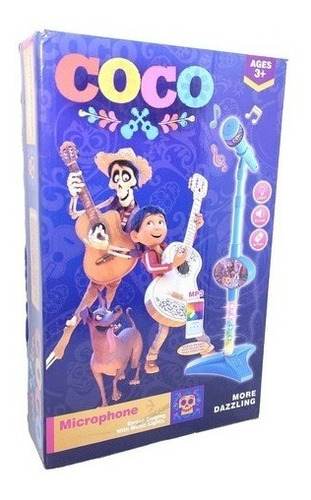Imagen 2 de 2 de Microfono De Coco Funciona Verdad Luces Led Juguetes Niño
