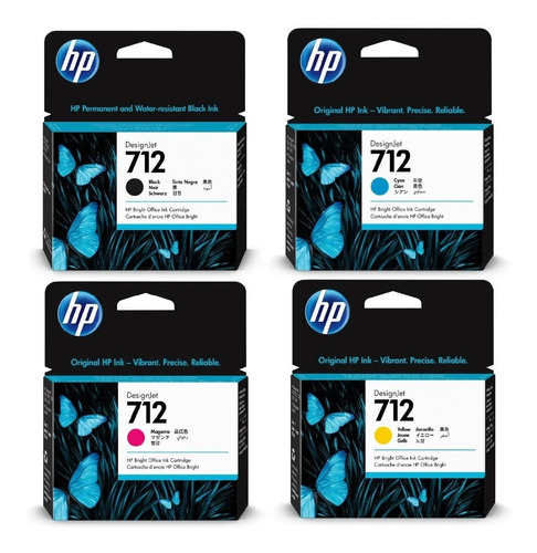 Cartuchos Hp 712 Negro 80ml + 712 Colores Originales Combo 