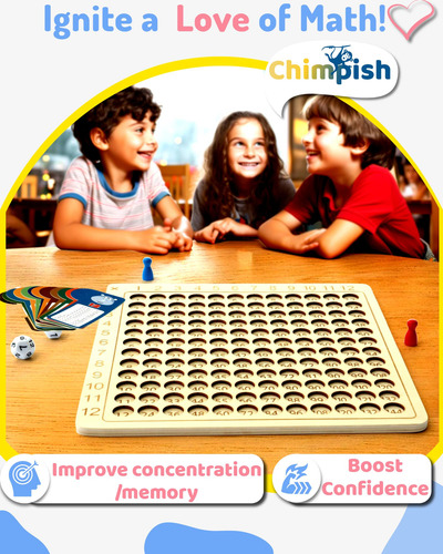 Juego De Mesa De Multiplicación Chimpish 12x12 De Madera Mon