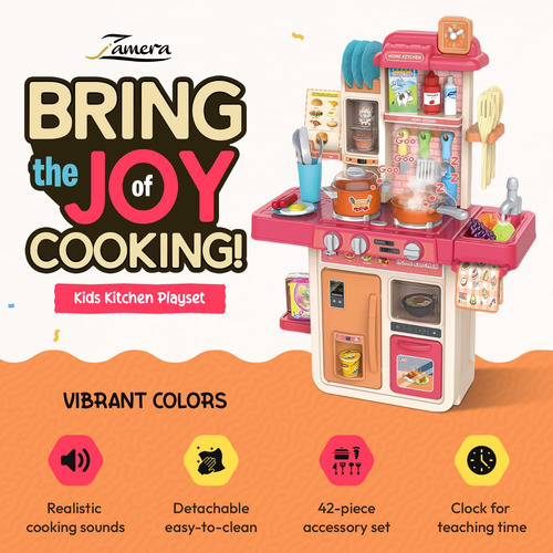 Juego De Cocina Juguete Para Niños 42 Piezas Con Luces Y Son Color