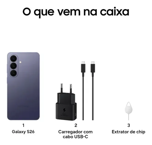 Celular Samsung Galaxy S26 5G, 256GB, 12GB RAM, Galaxy AI, Câmera