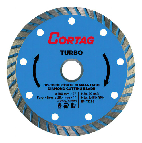 Disco Diamantado Turbo 180mm X 25,4mm Mármore 61614 Cortag Cor Azul