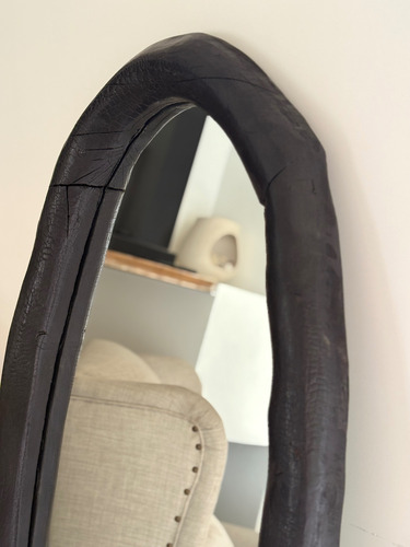 Espejo De Pie Negro, Orgánico, Madera Quemada Yakisugi Negro
