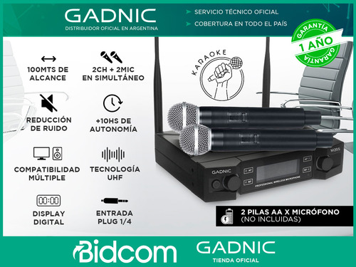 Microfono Uhf Inalambrico De Mano 2 Canales Entrada Canon