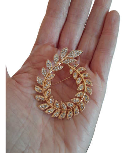 Prendedor Broche Aesthetic Cerezas. Charms Para Ropa. Dorado Hojas Strass Dorado