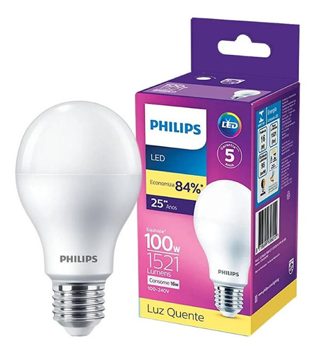 Kit 12 Lâmpada Led Bulbo 16w = 100w 1521lm Bivolt Philips