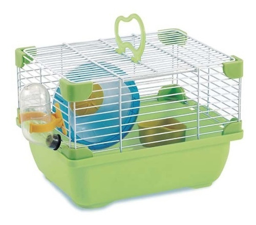 Jaula Plástica Hamster Land Bebedero C/rueda Ejercicio Sunny Color Verde