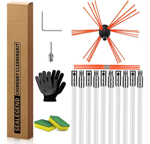 Sealegend Cepillo De Chimenea De 33 Pies Kit De Limpieza De