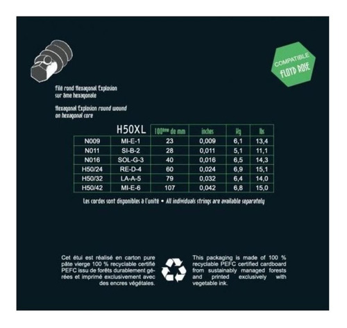 Imagen 3 de 3 de Encordado Guitarra Eléctrica Savarez H50xl Hexagonal Explosion