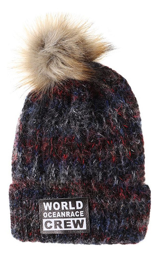 Gorro De Mujer Tejido De Lana Cálida Para Otoño E Invierno,