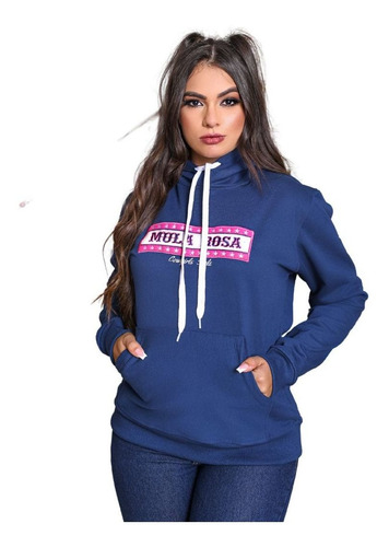 Moletom Feminino Country Mula Rosa Azul