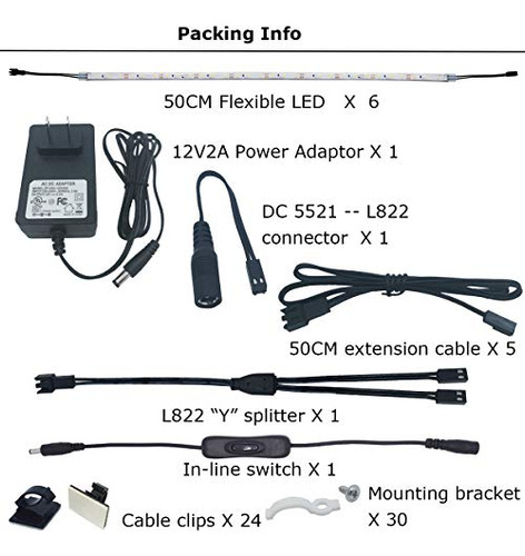 Luces Led Flexibles Para Gabinetes, 6 Pcs 20puLG 24w,