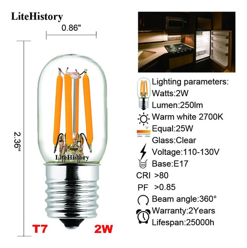 Bulbo Led Litehistory E17 Etl 25 W T7 Bulbo Led 250 Lm 2700