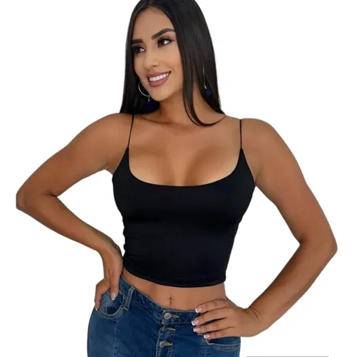 comprar Blusas Crop Top Básicas Cordón Seda Tendencias