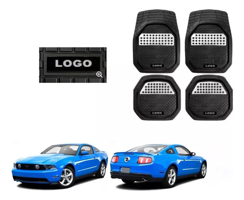 Tapetes 4pz Bandeja 3d Logo Mustang 2010 2011 2012 2013 2014