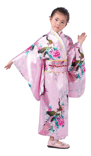 Vestido Japonés Kimono Bata Para Niñas Disfraz