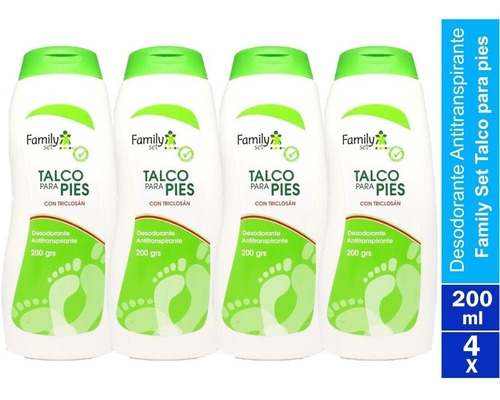 Talco Para Pies Family Set 200g Desodorante Antitranspirante