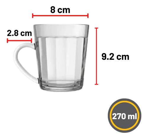Jogo Canecas Copo Americano 4 Peças 270 ml - Nadir Figueiredo