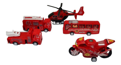 Camión Bomberos Juguetes Helicóptero Moto X6 Und 225-8852