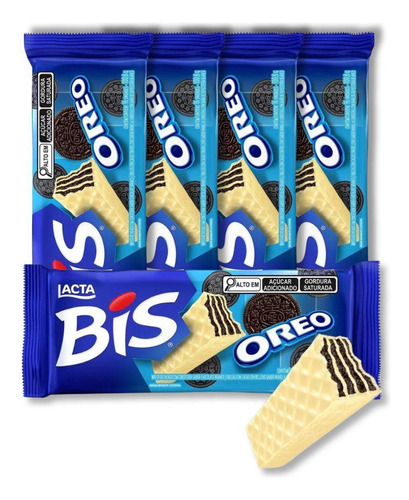 Bis Oreo Chocolate Lacta Kit 5 Caixas Com 16 Unidades