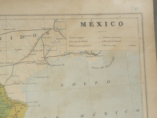 Mapa Antiguo De Mexico (Usado)