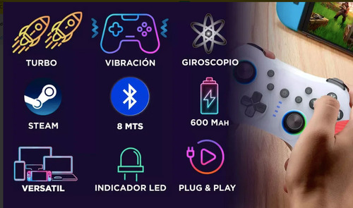 Joystick Inalámbrico Para Nintendo Switch Oled Pc Android Blanco