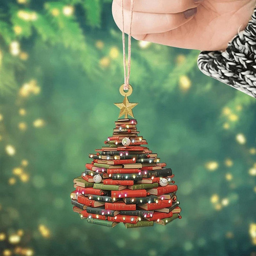 4 Adorno Para De Navidad Con Forma De Libro, Colgante Para B