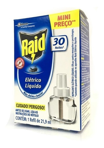 Refil Repelente Raid Eletrico Liquido Mata Mosquito 30 Noite