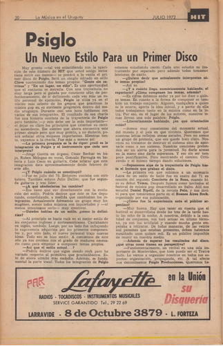 1972 Psiglo Rock Nacional Reportaje Y Foto Revista Hit Nº 26