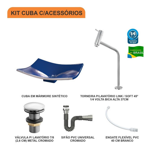Cuba F44 C/torn Link E Válv Click V3+sifão Cr E Flexível Cor Azul-escuro