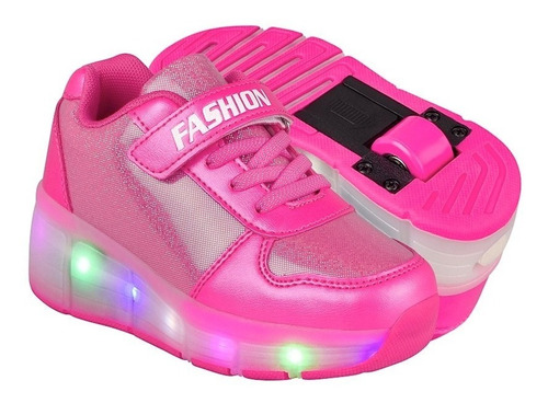 Tenis Casuales Niña Led & Wheels Hg8089 Simi Rosa 18-24