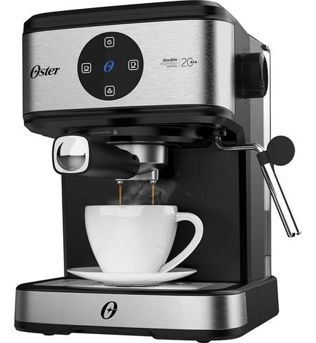 Cafeteira Espresso Double Digital Oster Cor Prateado/preto Prateado/preto