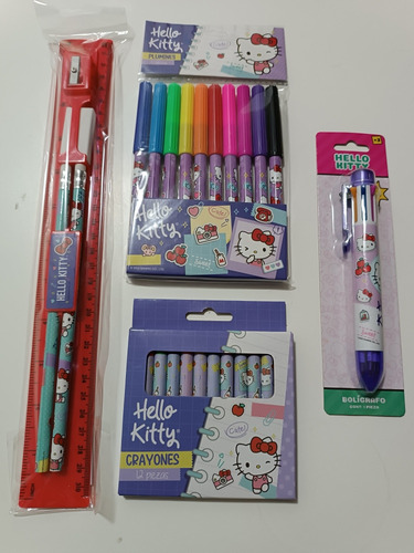 Set Papelería Hello Kitty Sanrio 4 Piezas (Usado)