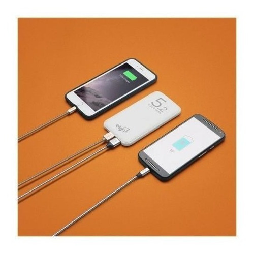 Imagem 2 de 2 de Power Bank Carregador Portátil C/ Cabo Micro Usb Branco ELG