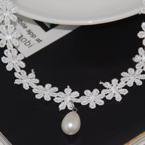 Gargantilla Choker Color Blanco Con Dije Boda | Comunión